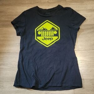 Jeep Womens Short Sleves Tee in Black with Green Emblem